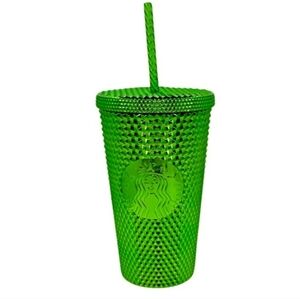 Starbucks Christmas Limited Edition  Green Chrome Studded Bling Tumblers 16 oz